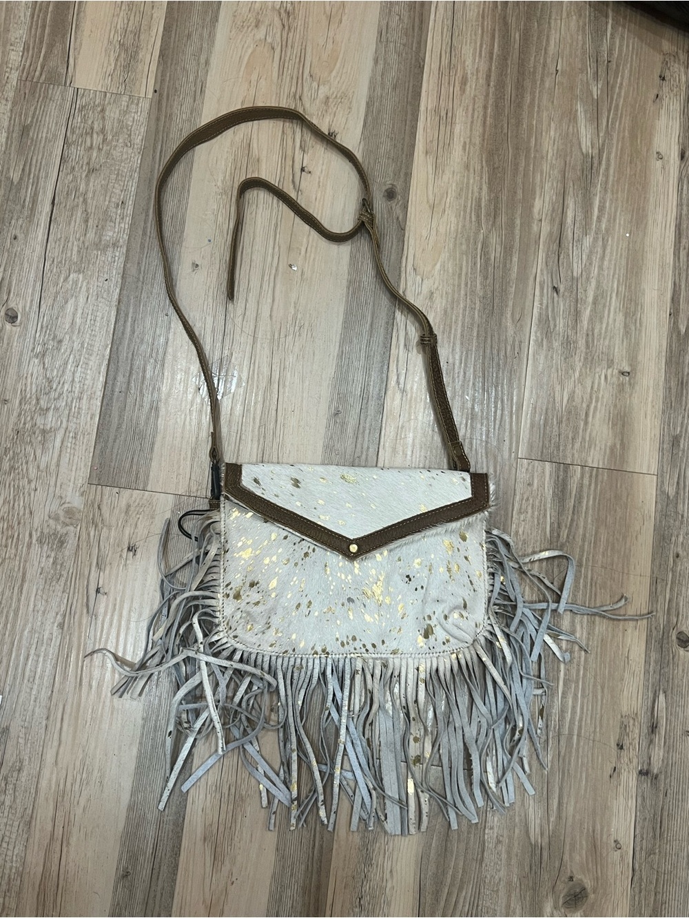 NWT Myra Bag Cowhide Fringe Golden Girl Crossbody Bag Western Purse Cowgirl